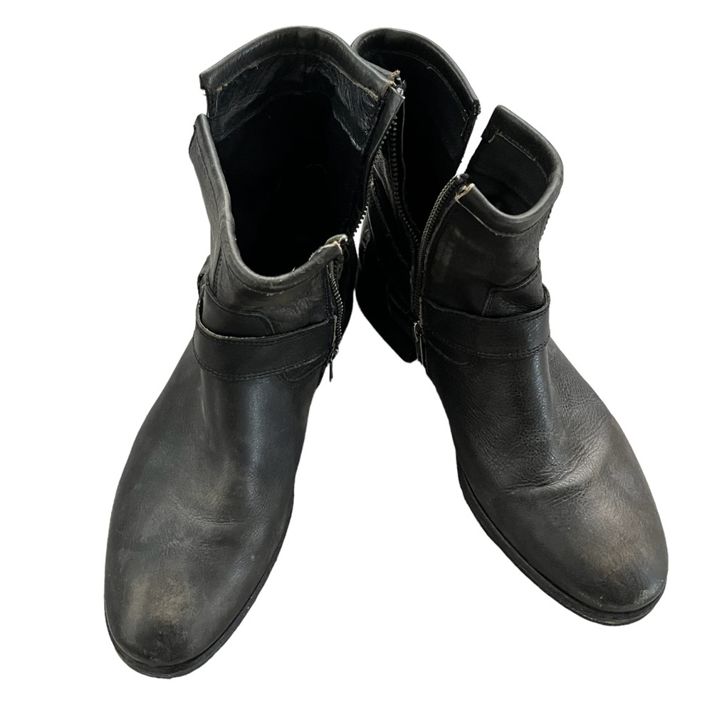 Vintage Distressed Fabio De Luca Side Zip Leather Ankle Boot Men Black Size 10